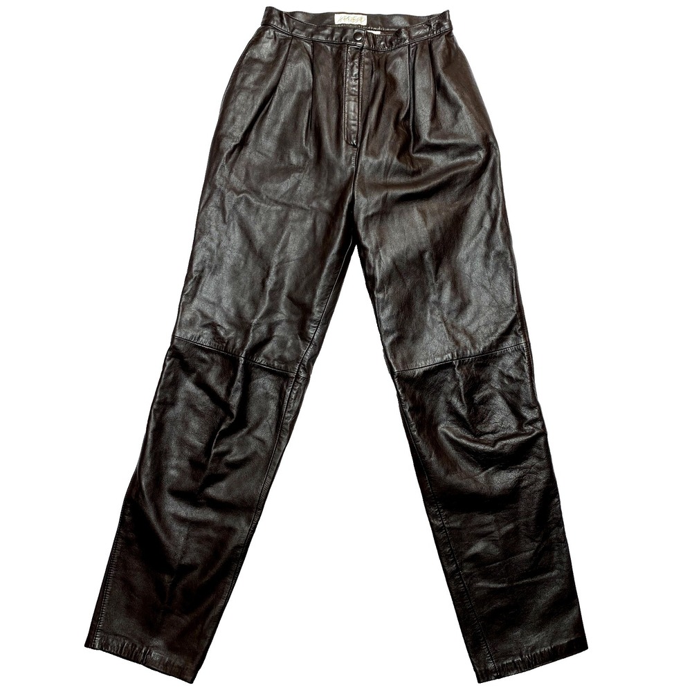 Vintage 90s Lord & Taylor Pants Womens 6 Brown Cow Nappa Leather